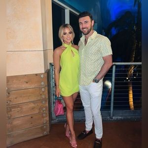 Show me your Mumu - Lime green wrap neck mini dress